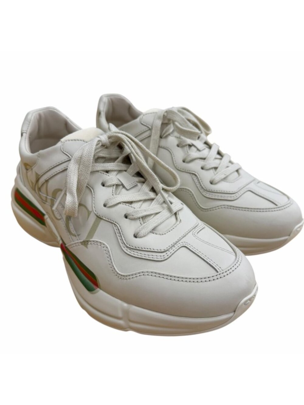 Gucci Sherry Line Leather Ryton Interlocking Sneakers Beige 6.5 - Picture 3 of 13